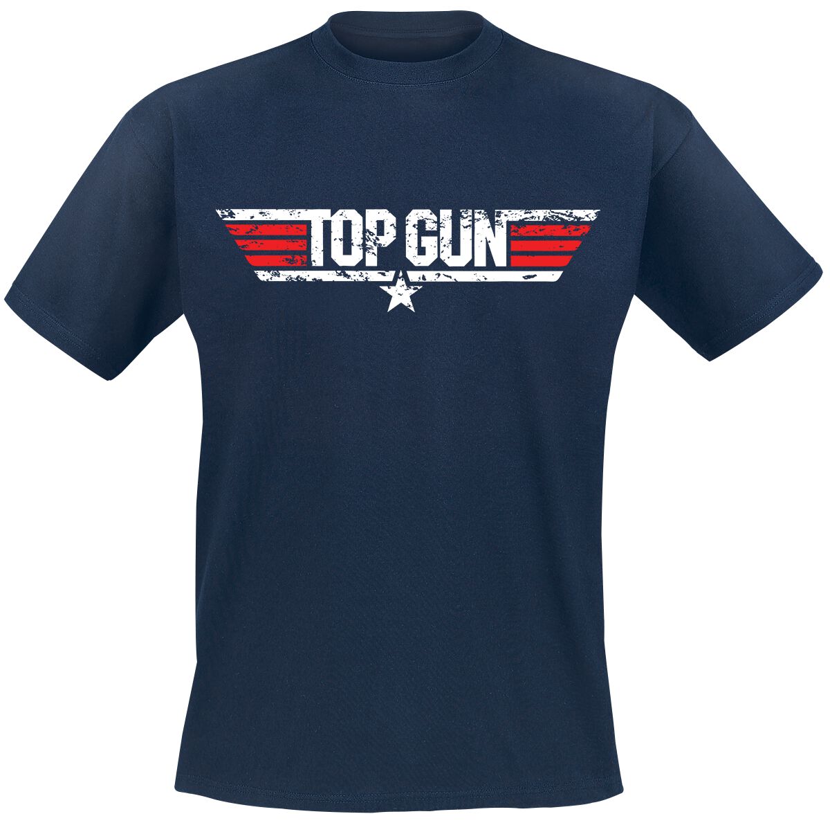 Distressed Logo Top Gun T Shirt Large